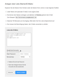 Vorschaubild 2. Accounts erstellen über Liste (Namen/E-Mails)