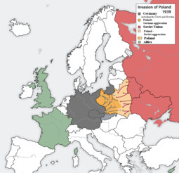 Bild mit GNU-Lizenz: „Polish Defensive War 1939. The map shows the beginning of the Second World War in September 1939 in a wider European context.“