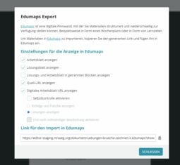 Vorschaubild Einstellungen für den Export eines Tutory-AB