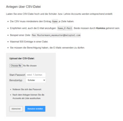 Vorschaubild 3. Accounts erstellen über CSV-Datei