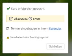 Vorschaubild Bestätigung der Teilnahme nach Buchung