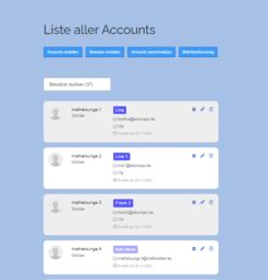 Vorschaubild Liste aller Accounts